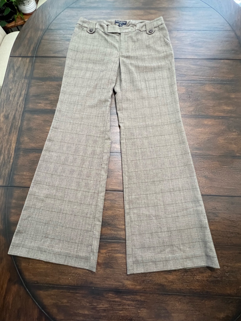 Banana Republic Women’s Brown Plaid Martin Fit Dress Pants Twill Wide Leg Sz 10